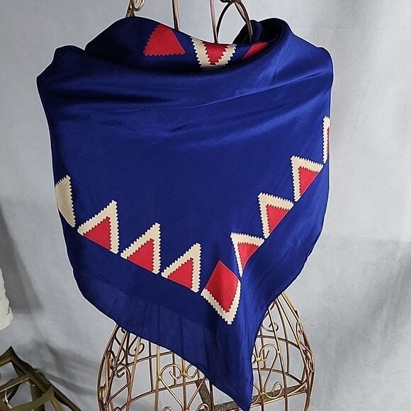 Silk Pierre Cardin Scarf Vintage Hand Rolled Nautical Patriotic - Picture 3 of 7